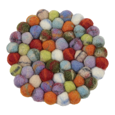 Onderzetter vilt rond knikkers meerkleurig S