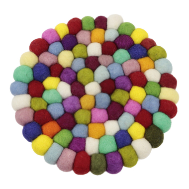 Hot pad felt round happy colored multicolor M