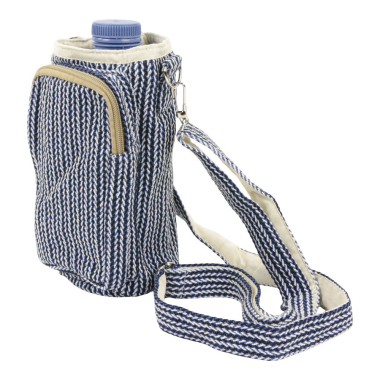 Schoudertas katoen fles/telefoon blauw