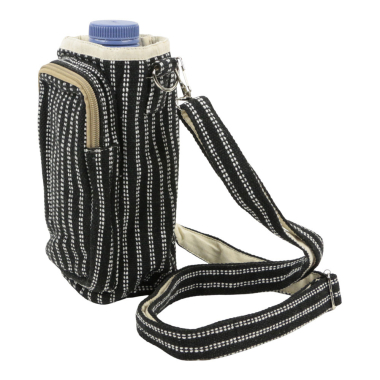 Schoudertas katoen fles/telefoon zwart
