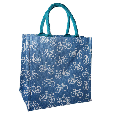 Tas jute fietsen blauw