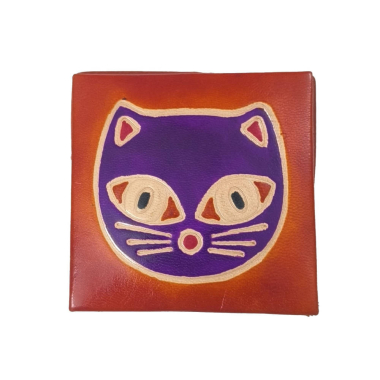 Portemonee leer kat rood