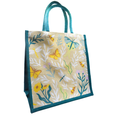 Tas jute vlinders en bloemen