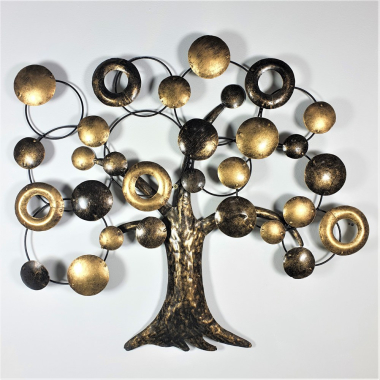 Wanddecor metaal donut boom goud L
