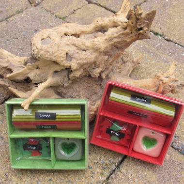 Wierook kadoset, mix v kerstboompjes en stokjes + ker.houder