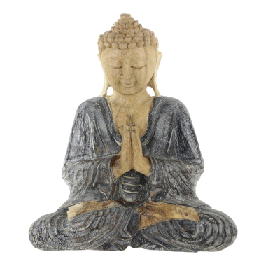 Suar houten Boeddha, 20 cm model 2 Black Wash
