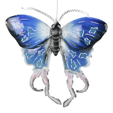 Wanddeco metalen vlinder Exotic model 02, 55 x 47 cm Blue