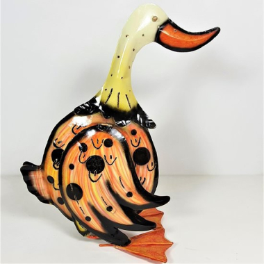 Statue metal goose orange