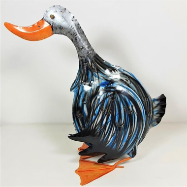 Statue metal goose blue