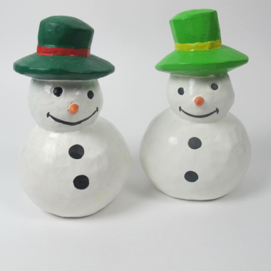 Houten snowman, 15 x 10 cm
