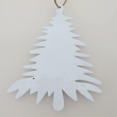 Metalen Kerstornament, kerstboom, White, 9x12 cm