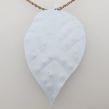 Metalen Kerstornament, blad, White, 8x4,5 cm