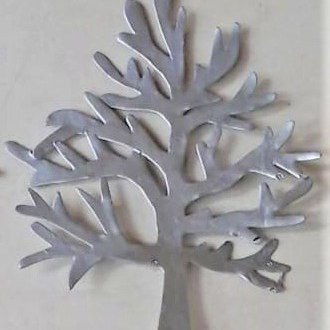 Metalen Kerstornament, boom, Silver, 11x15 cm