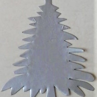 Metalen Kerstornament, kerstboom, Silver, 9x12 cm