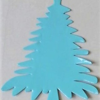 Metalen Kerstornament, kerstboom, Mint green, 9x12 cm