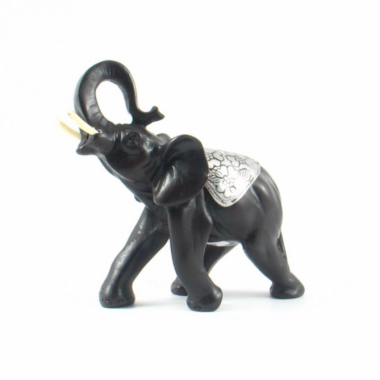 Beeld polystone olifant saluut bruin S