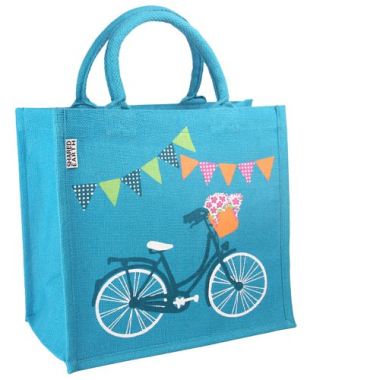 Tas jute fiets blauw