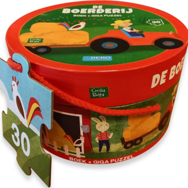 De boerderij - boek + giga puzzel (10 pag. karton)