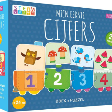 Puzzeltrein 20 stukjes en boek - Mijn eerste cijfers (10 pag. ka
