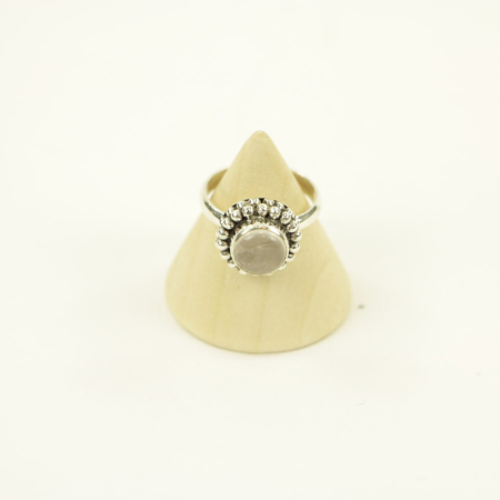 Ring zilver Mt. 6/52 Rozenkwarts MN01