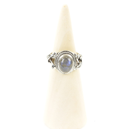 Ring zilver Mt. 9/60 Labradoriet M0503