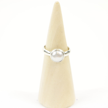 Ring zilver Mt. 9/60 Parel M0671