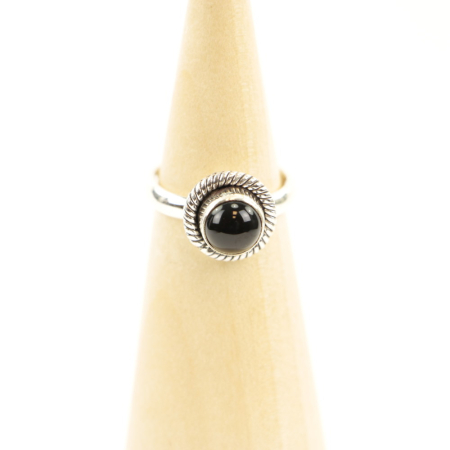 Ring zilver Mt. 7/55 Zwarte Onyx MQS08