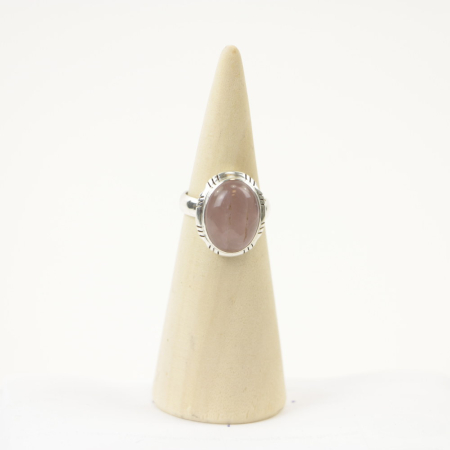 Ring zilver Mt. 9/60 Rozenkwarts RAJ7