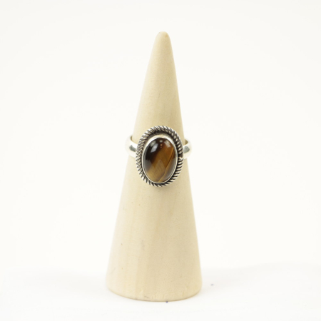 Ring zilver Mt. 7/55 Tijgeroog MN24