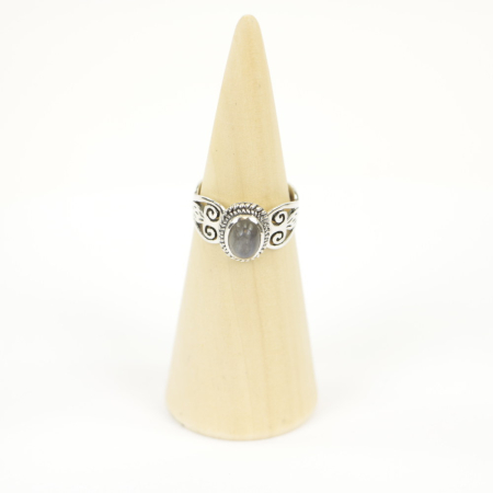Ring zilver Mt. 8/57 Labradoriet HAS113