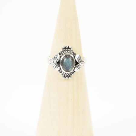 Ring zilver Mt. 6/52 Labradoriet HAS10