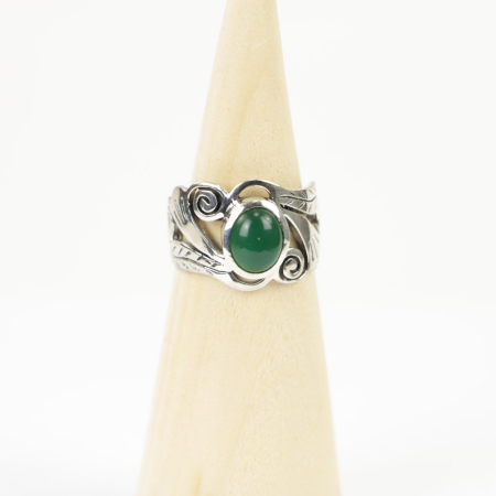 Ring zilver Mt. 7/55 Groene Onyx HR33