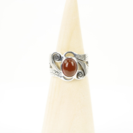 Ring zilver Mt. 8/57 Rode Onyx HAS33
