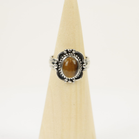 Ring zilver Mt. 7/55 Tijgeroog HAS53