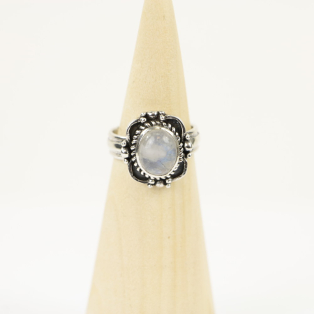 Ring zilver Mt. 8/57 Maansteen HR53