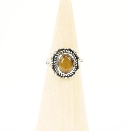 Ring zilver Mt. 9/60 Tijgeroog HAS55