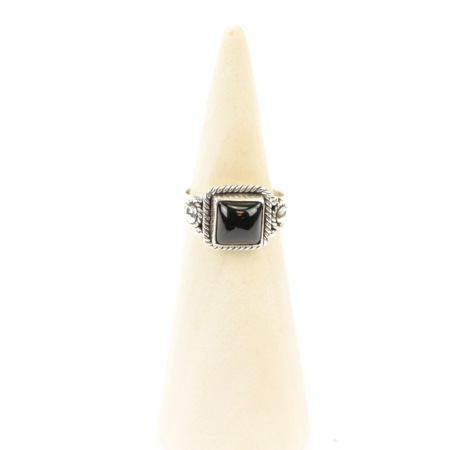 Ring zilver Mt. 8/57 Zwarte Onyx MQS17