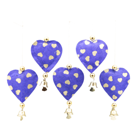 Single Hartje blauw, goud, Set 5x