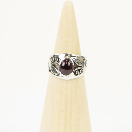 Ring zilver Mt. 6/52 Granaat HAS08