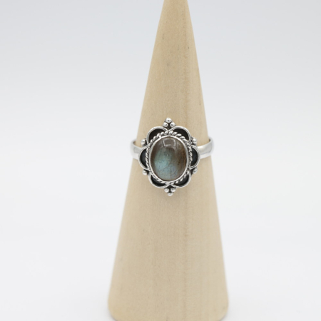 Ring zilver Mt. 9/60 Labradoriet HR204