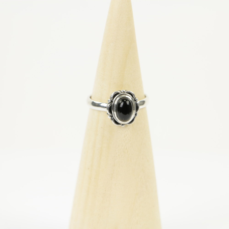 Ring zilver Mt. 6/52 Zwarte Onyx HAS279