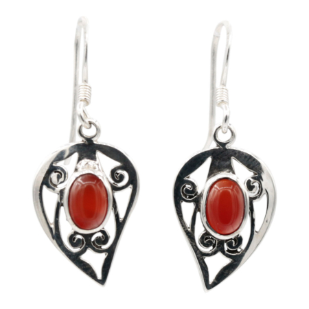 Oorhanger, zilver, Rode Onyx, HAS68