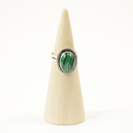 Ring zilver Mt. 9/60 Malachiet MQS24