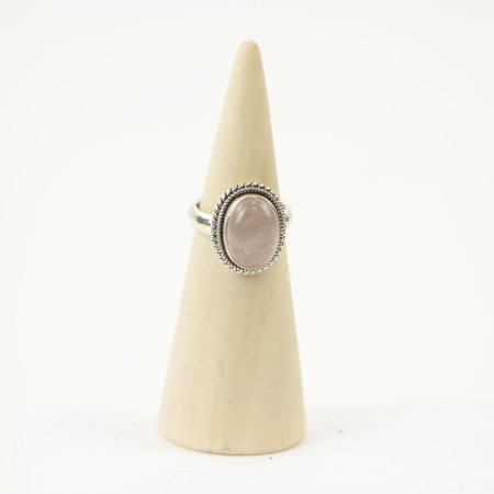 Ring zilver Mt. 9/60 Rozenkwarts MQS24