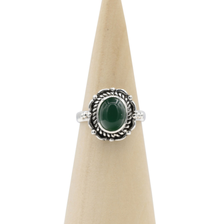 Ring zilver Mt. 8/57 Groene Onyx HR55