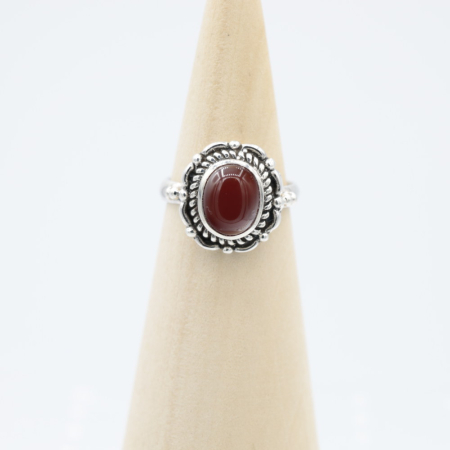 Ring zilver Mt. 9/60 Rode Onyx HAS55