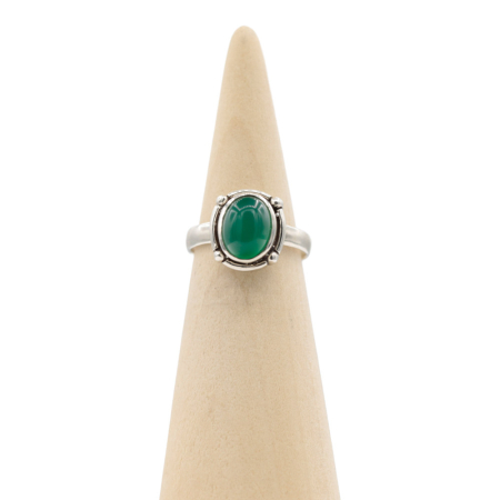 Ring zilver Mt. 9/60 Groene Onyx HAS201