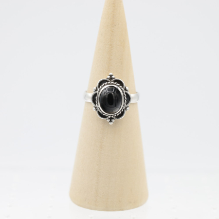 Ring zilver Mt. 7/55 Zwarte Onyx HAS204