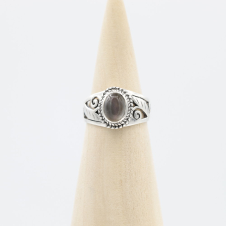 Ring zilver Mt. 7/55 Rozenkwarts HAS116