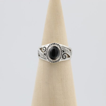 Ring zilver Mt. 8/57 Zwarte Onyx HR116